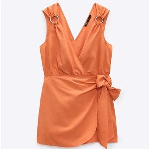 Zara Orange Tie Jumpsuit